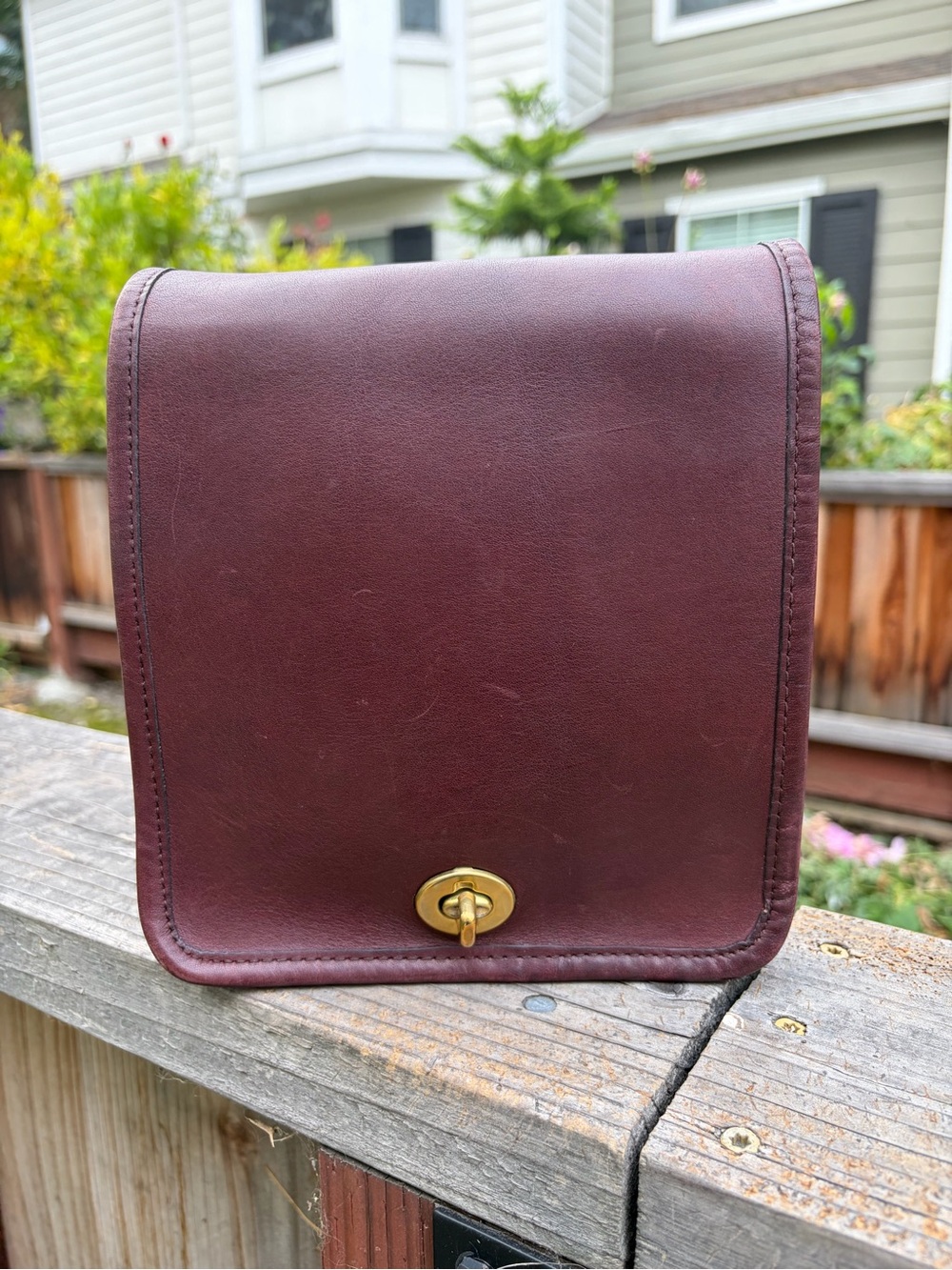 Coach NYC Compact Pouch in Burgandy w single sided hang tag